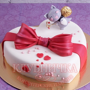 Торт на заказ "Сердечко с котиком" 1800 руб/кг + фигурка 700руб